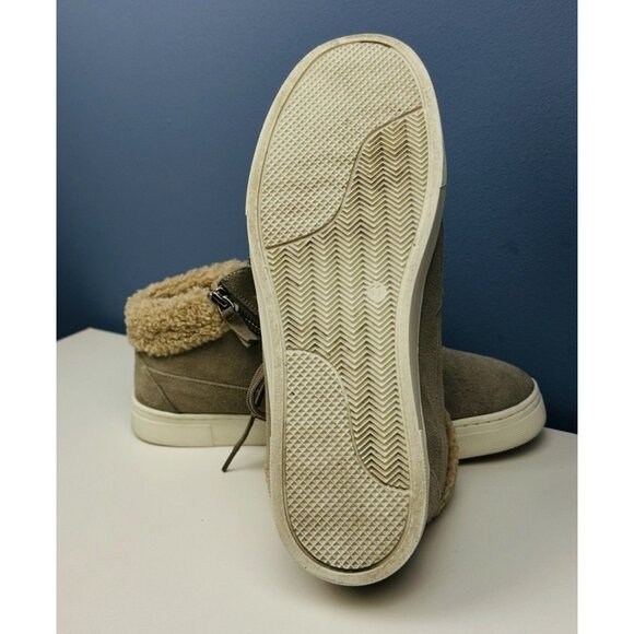 Gently used Steve Madden Kameo Taupe Suede Faux Fur Lined Lace-Up Sneakers - Siz - Picture 5 of 5